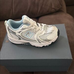 New Balance Kids' Gray and Light Blue Sneakers